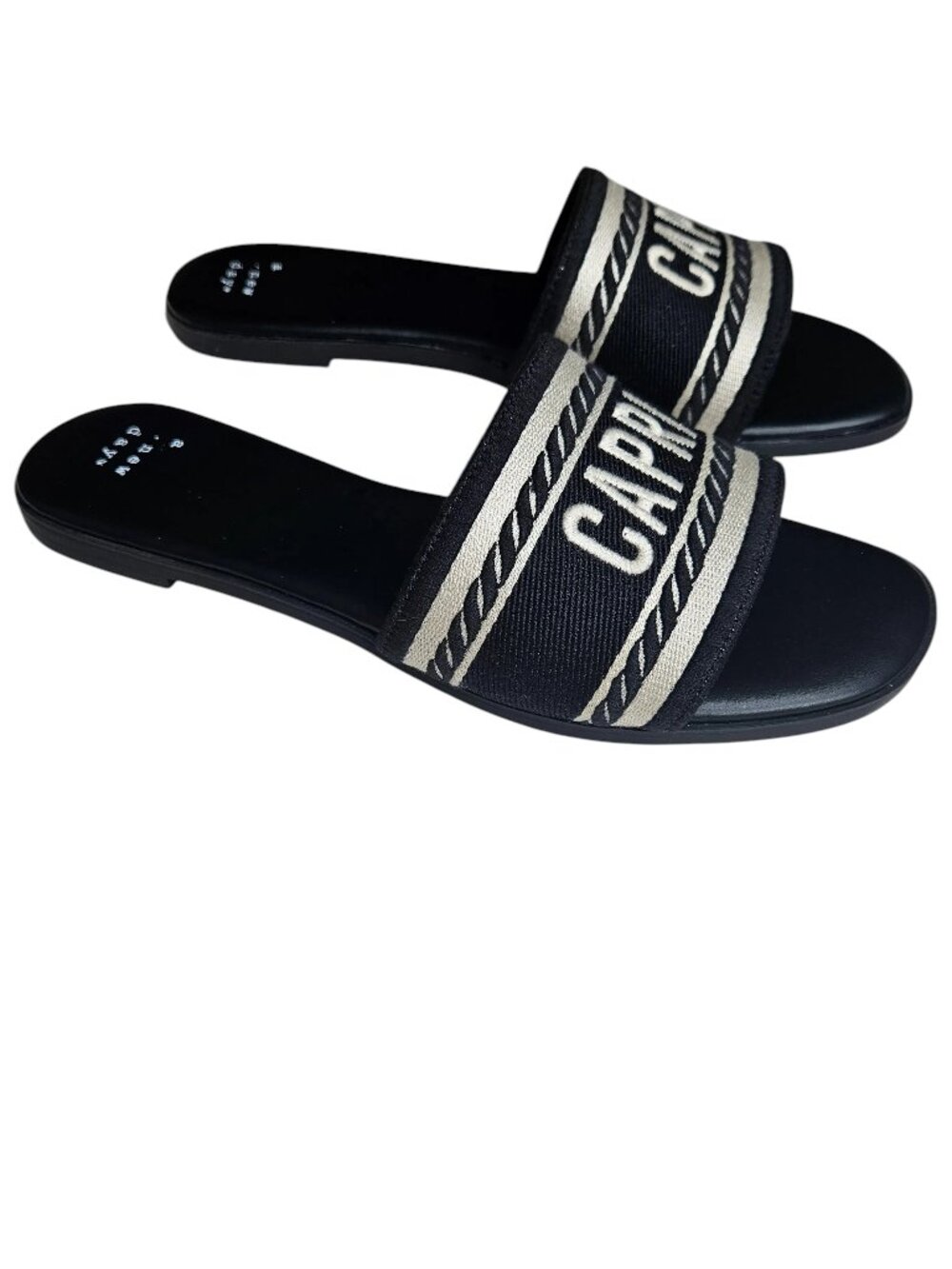 Capri Black and Cream Sandals, Size 8.5, A New Day, Cushioned Footbed, NWOT - Picture 2 of 13